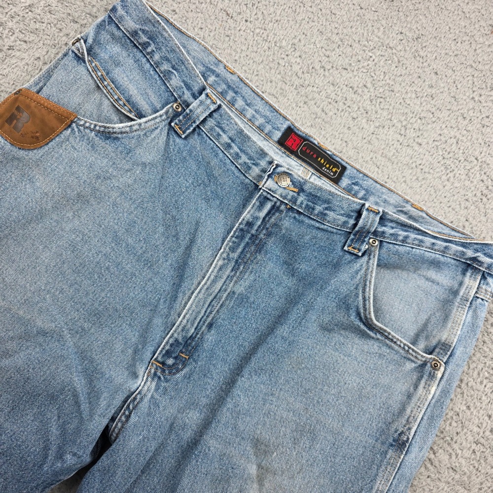 Rustler Dura Shield Carpenter Jeans Mens 42x30 Blue workwear Heavyweight